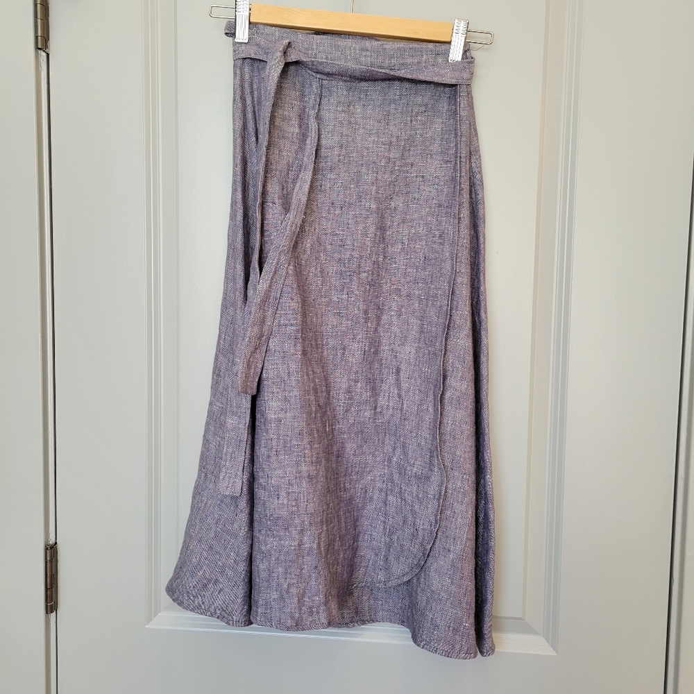Mary Claret Linen Midi Skirt